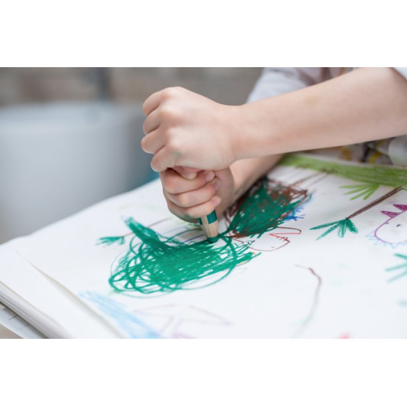 STABILO Crayon multi-talents woody 3 en 1, rond, blanc