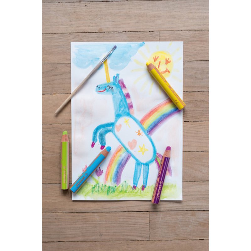 STABILO Crayon multi-talents woody 3 en 1, rond, blanc