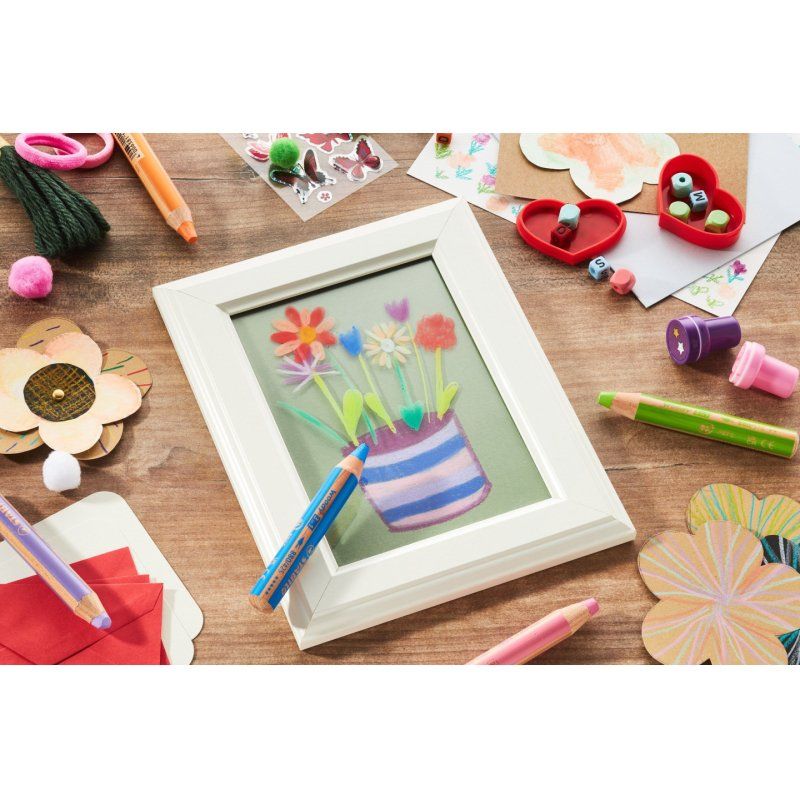 STABILO Crayon multi-talents woody 3 en 1, rond, jaune