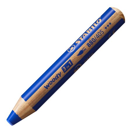 STABILO Crayon multi-talents woody 3 en 1, rond, bleu foncé