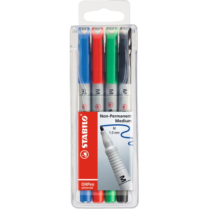 STABILO OHPen marker 4 pc(s) Black, Blue, Green, Red