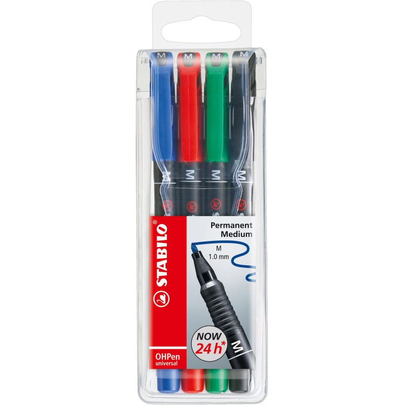 STABILO OHPen universal permanent, 4 Pack permanent marker Bullet tip Black, Blue, Green, Red 4 pc(s)