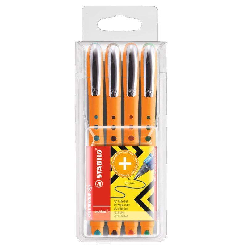 STABILO worker Stick pen Black, Blue, Green, Multicolour, Red 4 pc(s)