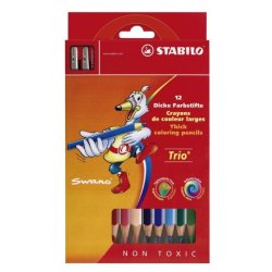 STABILO Crayon de couleur Trio long, corps large, étui de 12