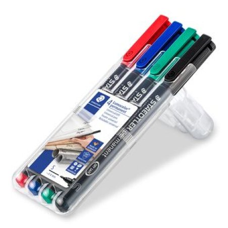 Staedtler Lumocolor 313 WP4 marqueur indélébile Noir, Bleu, Vert, Rouge 4 pièce(s)