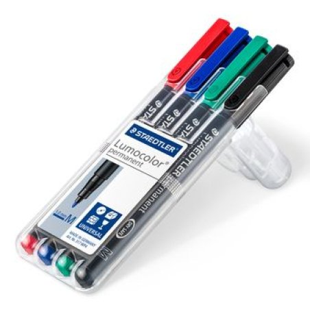 Staedtler Lumocolor 317 WP4 marqueur indélébile Noir, Bleu, Vert, Rouge 4 pièce(s)