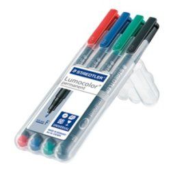 Staedtler Lumocolor 318 WP4 marqueur indélébile Pointe fine Noir, Bleu, Vert, Rouge 4 pièce(s)