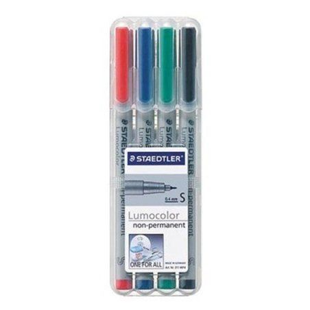 Staedtler 311 WP4 marqueur 4 pièce(s) Noir, Bleu, Vert, Rouge