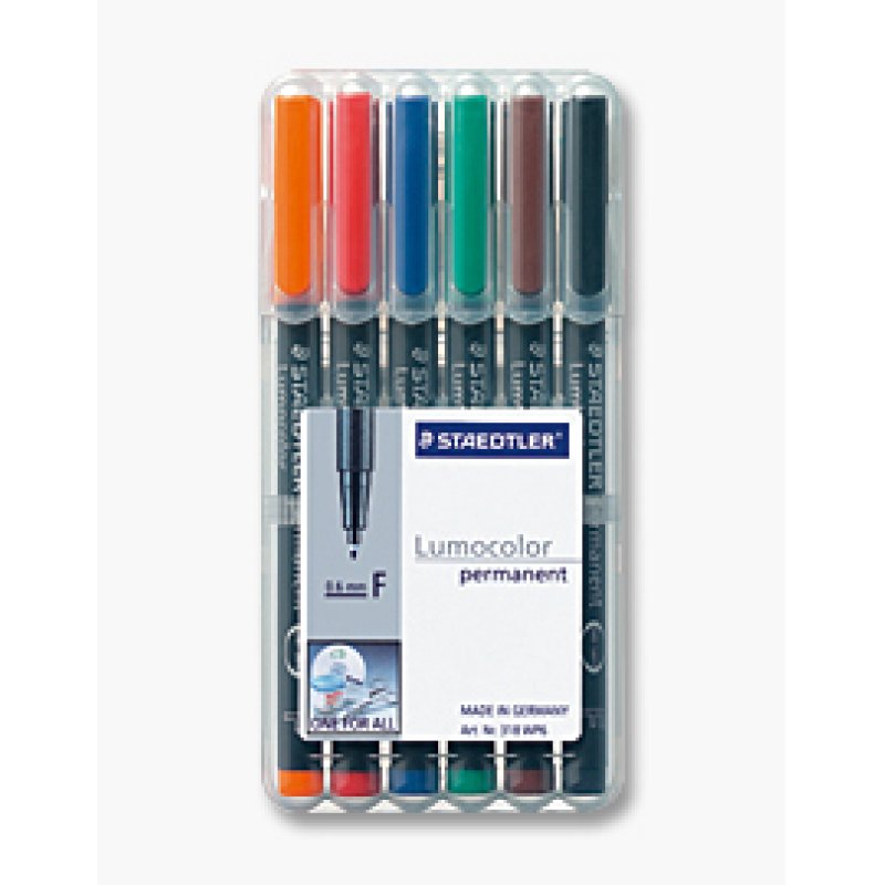Staedtler 318 WP6 permanent marker Black, Blue, Brown, Green, Orange, Red 6 pc(s)