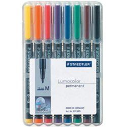 Staedtler 317 WP8 marqueur indélébile Noir, Bleu, Marron, Vert, Orange, Rouge, Violet, Jaune 8 pièce(s)