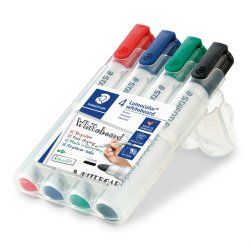 Staedtler Lumocolor 351 B WP4 permanent marker Bullet tip Black, Blue, Green, Red 4 pc(s)