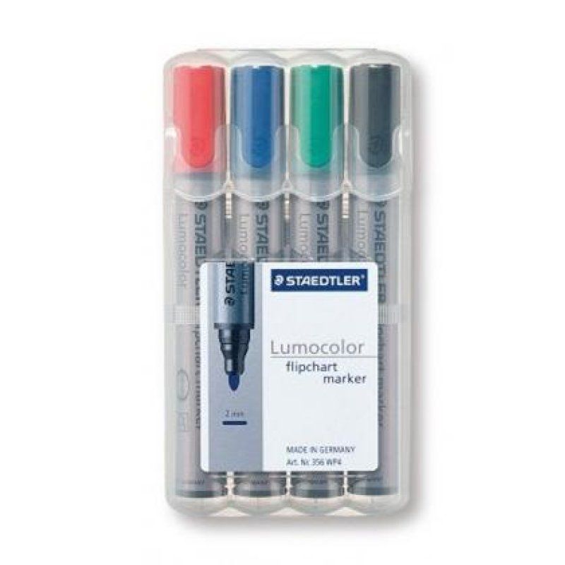 Staedtler 356 WP4 marqueur 4 pièce(s) Noir, Bleu, Vert, Rouge