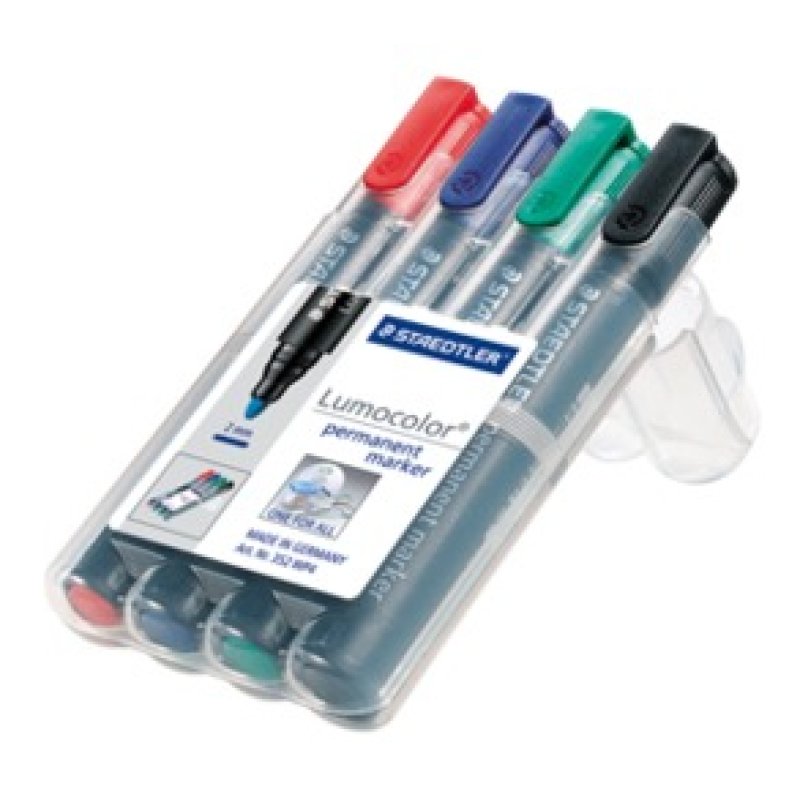 Staedtler Lumocolor permanent marqueur indélébile Noir, Bleu, Vert, Rouge 4 pièce(s)