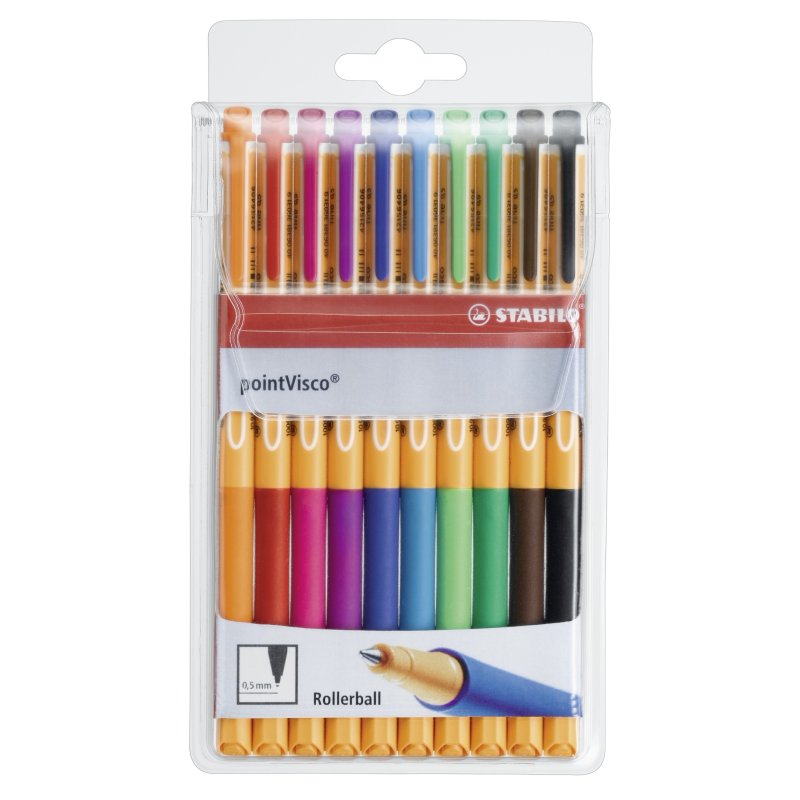 STABILO pointVisco Stylos à encre gel avec bouchon Fin Multicolore 10 pièce(s)