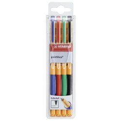 STABILO pointVisco Stylos à encre gel avec bouchon Fin Noir, Bleu, Vert, Rouge 4 pièce(s)