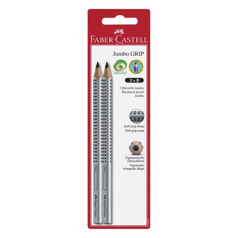 FABER-CASTELL Crayon graphite Jumbo GRIP, blister de 2