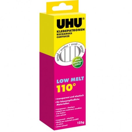 UHU Recharde de colle Low Melt, 125 g, transparent