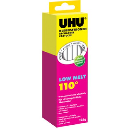 UHU Recharge de colle Low Melt, 200 g, transparent