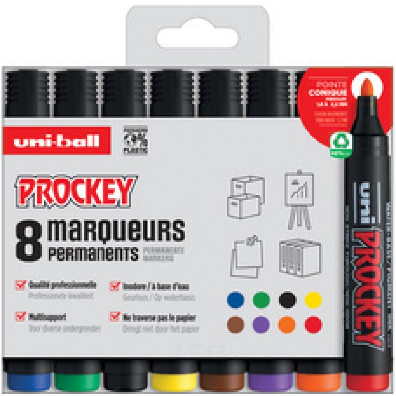 uni-ball Marqueur permanent PROCKEY PM122/8 PF, set de 8