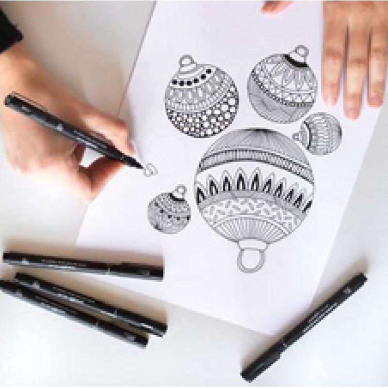 uni-ball Feutre technique uni pin, étui métal de 14 pièces