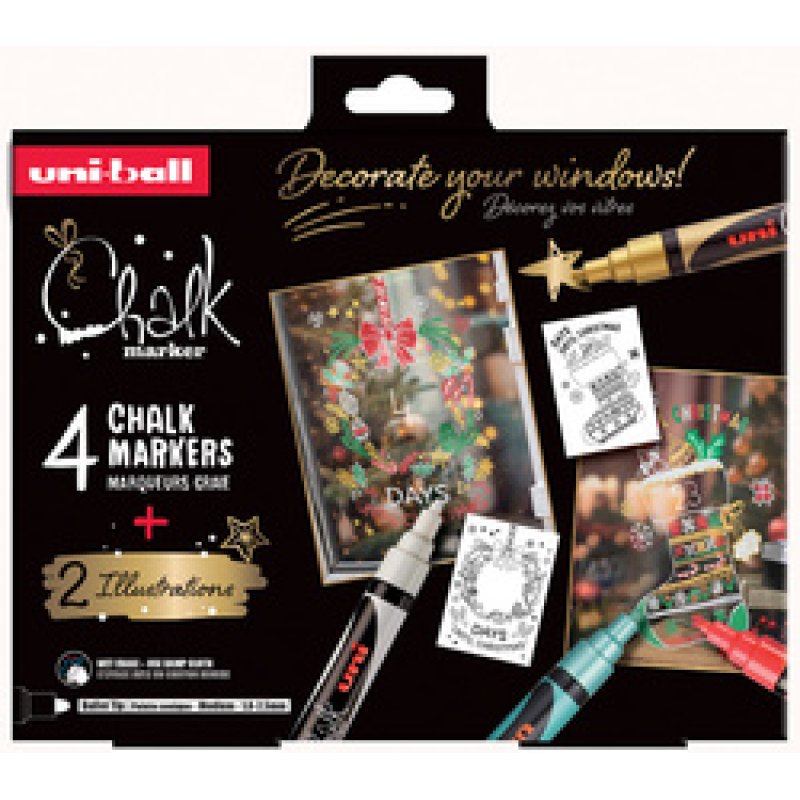 uni-ball Marqueur craie Chalk marker, coffret Noël TRADI