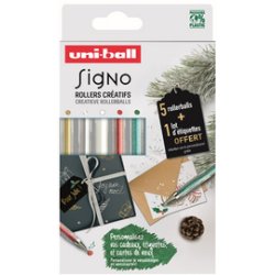 uni-ball Stylo roller encre gel SIGNO, étui de 5 étiquette