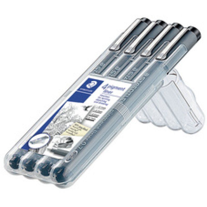 STAEDTLER Feutre à pigment, étui de 4, noir