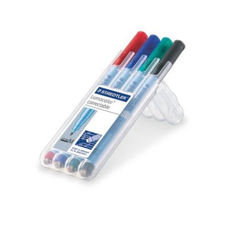 Staedtler Lumocolor correctable 305 marker 4 pc(s) Black, Blue, Green, Red