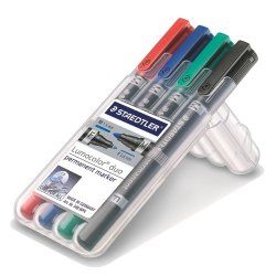 STAEDTLER Marqueur permanent 348 Lumocolor duo, étui de 4