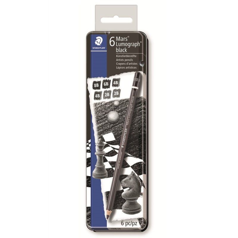 STAEDTLER Crayon Mars Lumograph black, étui métallique de 6