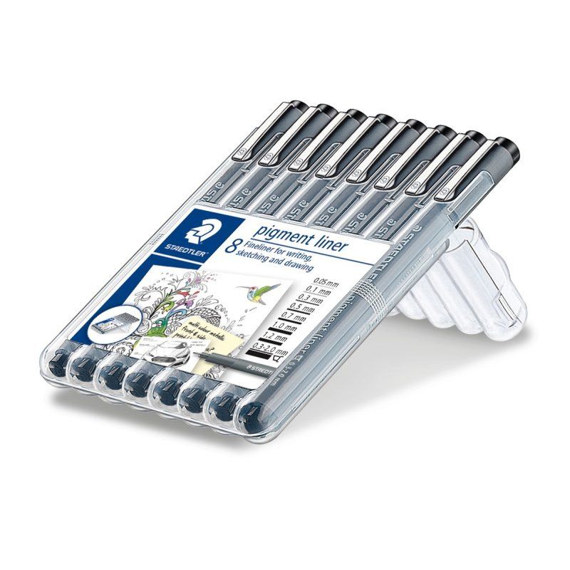 Staedtler pigment liner 308 stylo fin Noir 8 pièce(s)