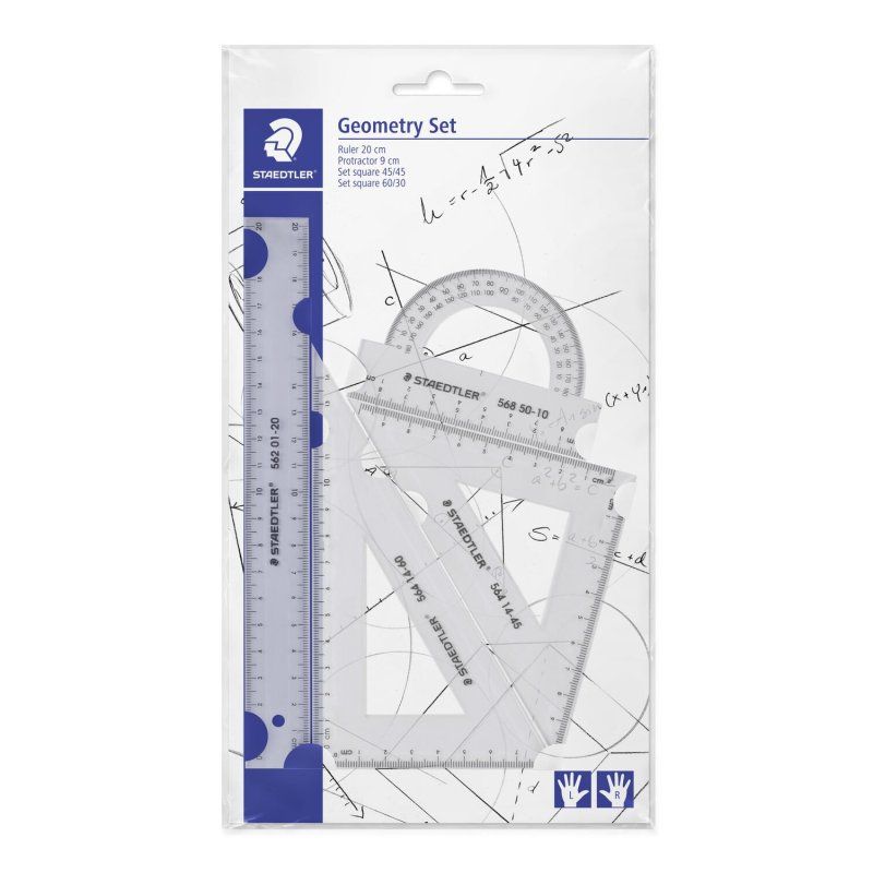 STAEDTLER Kit de géometrie, petit, 4 pièces, transparent