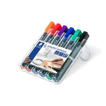 Staedtler Lumocolor permanent marker 352 marqueur indélébile Pointe ogive Noir, Bleu, Vert, Orange, Rouge, Violet 6