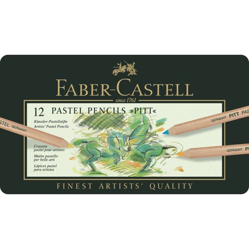 FABER-CASTELL Crayons de couleur PITT PASTELL, étui de 12 en
