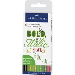 Faber-Castell 8800503 stylo de calligraphie Noir, Vert, Rouge, Turquoise 6 pièce(s)