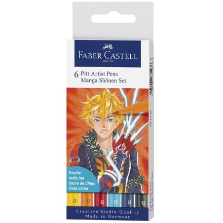 FABER-CASTELL Feutre PITT artist pen Manga Shônen, étui de 6