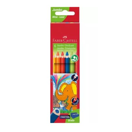 FABER-CASTELL Crayons de couleur triangulaire Jumbo, étui 6