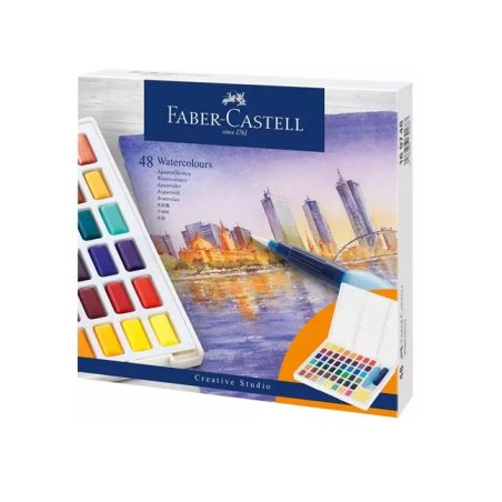 FABER-CASTELL Peinture aquarelle en godets, étui de 48
