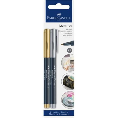 Faber-Castell 160796 marker 2 pc(s) Brush tip Gold, Metallic