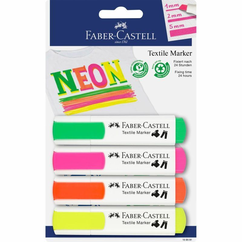 Faber-Castell 159591 marker 4 pc(s) Green, Orange, Pink, Yellow