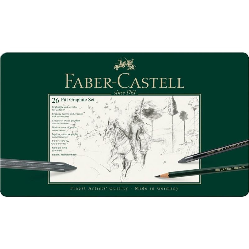 FABER-CASTELL Set crayons PITT GRAPHITE, étui de 26 pièces