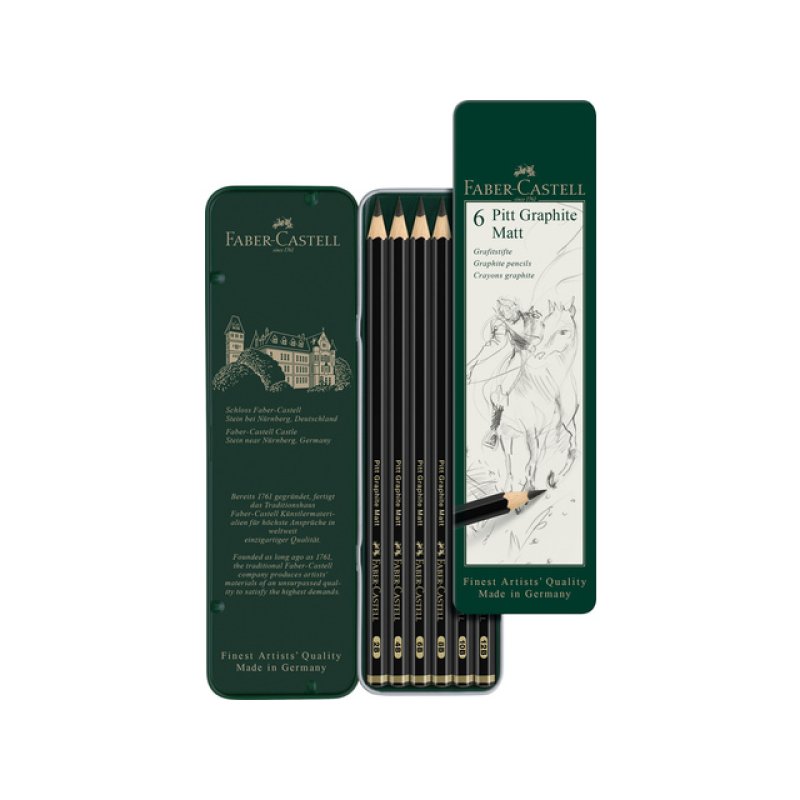 FABER-CASTELL Crayon graphite PITT GRAPHITE Matt, étui de 6