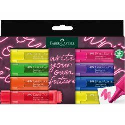 Faber-Castell 254601 marqueur 8 pièce(s) Pointe biseautée Bleu, Vert, Lilas, Orange, Rose, Rouge, Jaune