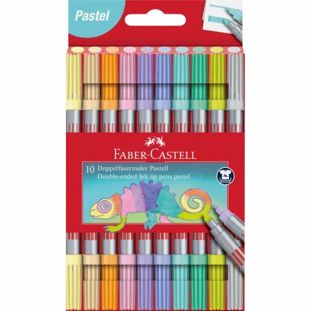 FABER-CASTELL Feutre double pointe pastel, étui de 10