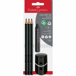 FABER-CASTELL Kit Crayon graphite GRIP 2001, noir, blister