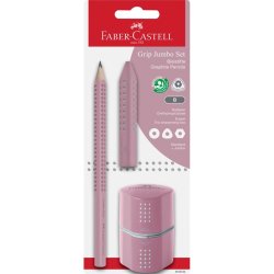 FABER-CASTELL Kit crayon de papier Jumbo GRIP, rose, blister