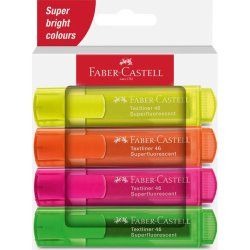 Faber-Castell Textmarker 46 Superfluorescent marqueur 4 pièce(s) Pointe biseautée Vert, Orange, Rose, Jaune