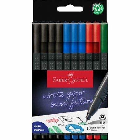 FABER-CASTELL Feutre fin GRIP FINEPEN, étui en carton de 10