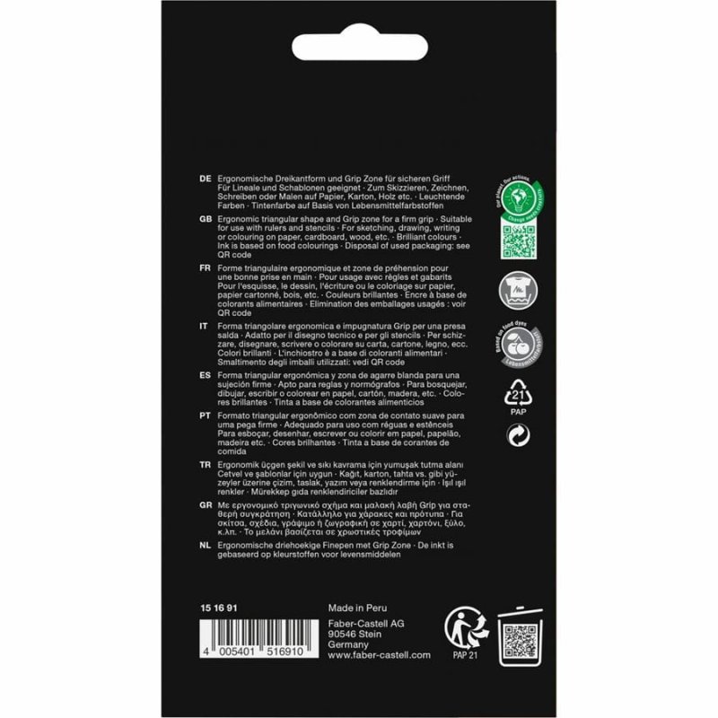 FABER-CASTELL Feutre fin GRIP FINEPEN, étui en carton de 10