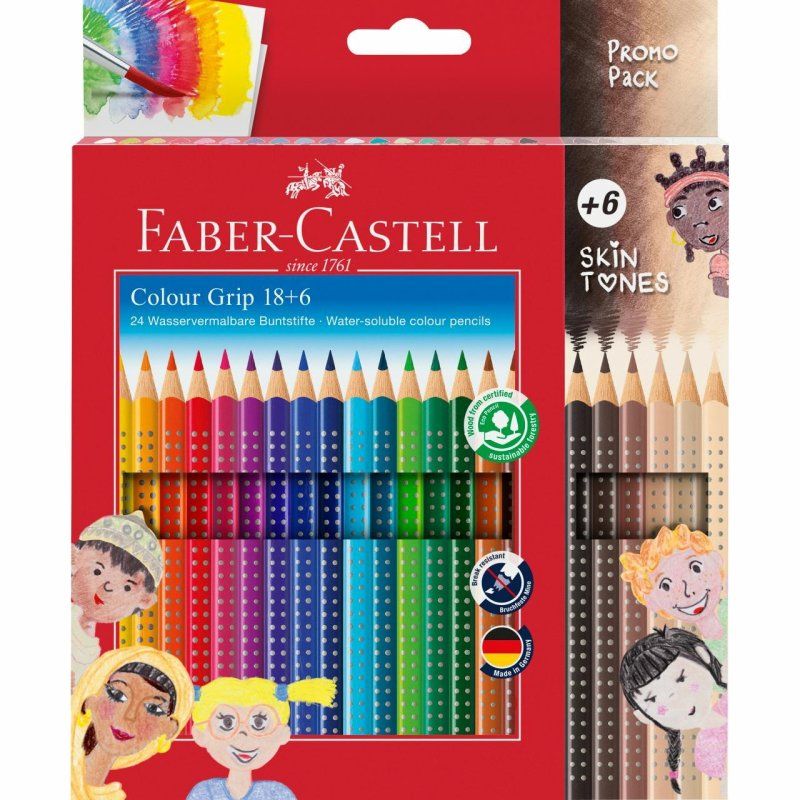 FABER-CASTELL Crayon de couleur Colour GRIP, étui promo